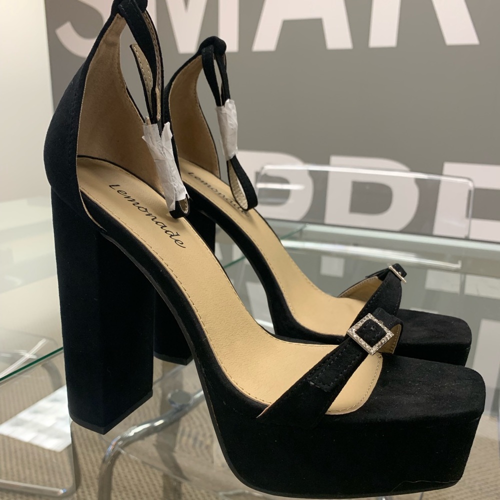 Black suede heels